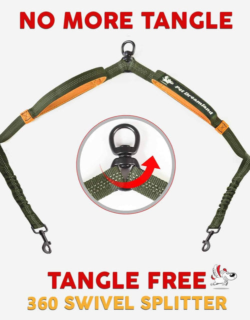 Load image into Gallery viewer, Hands Free Double Dog Leash - No Tangle Dog Leashes for Large Dogs - Heavy Duty Waist Coupler Bungee Lead by
