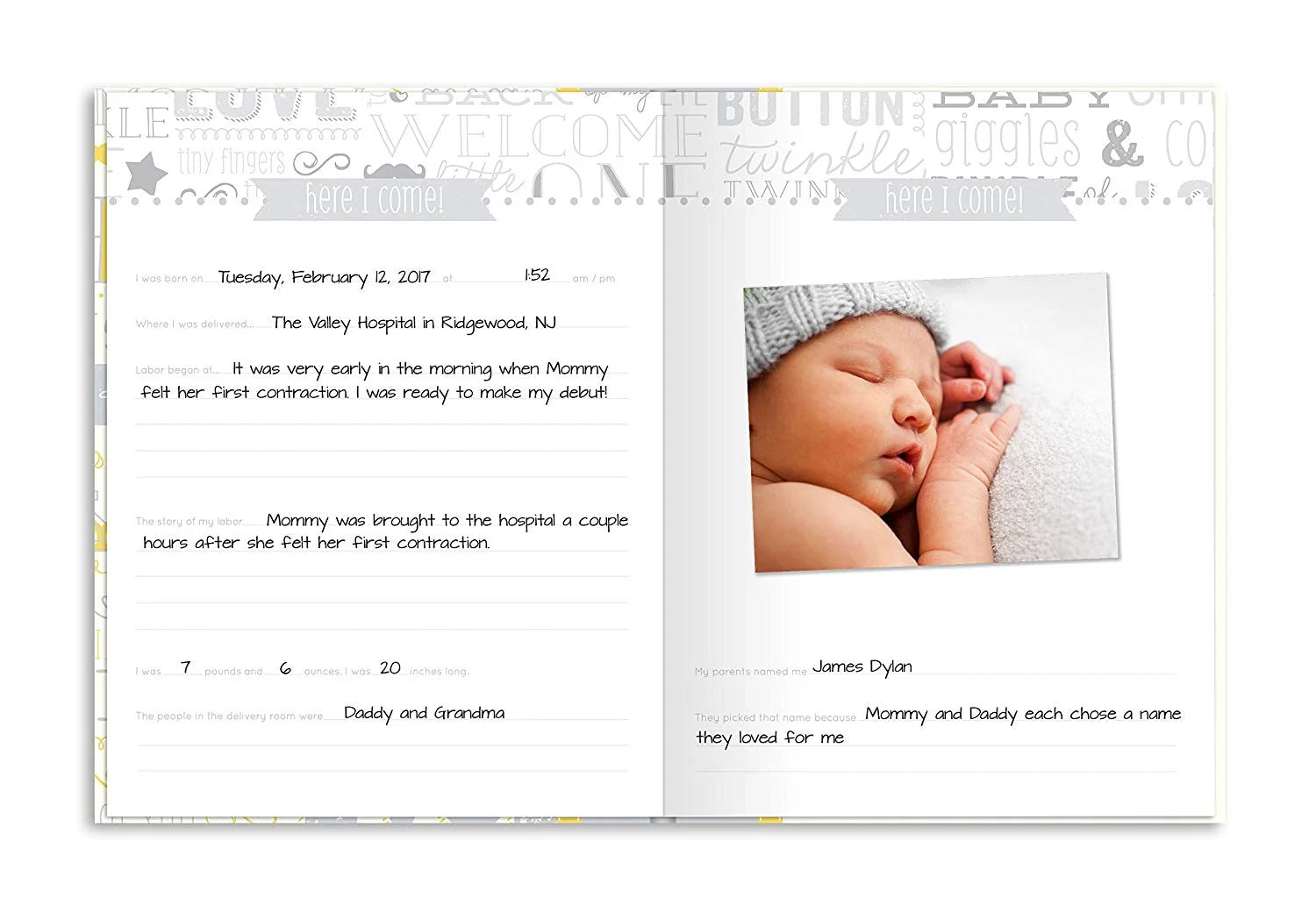 Little Blossoms by  0-5 Year Baby Memory Book with Ink Pad for Expecting Parents, Yellow