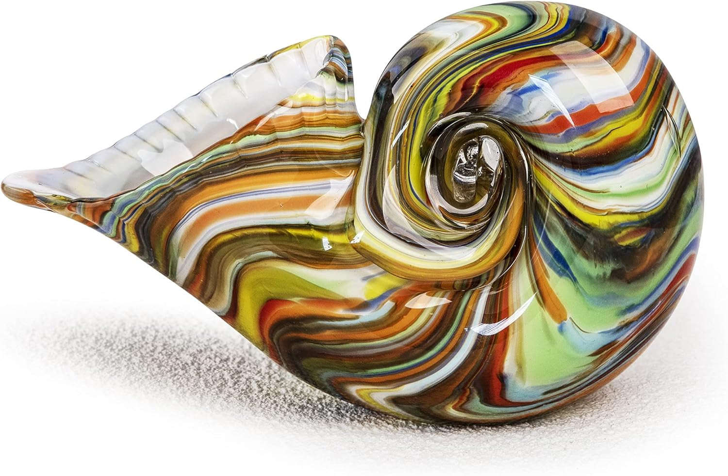 Glass Nautilus Conch, Hand Blown Seashell Art Glass Figurines, Multicolor Glass Sculpture Beautiful Glass Home Decor, Crystal Glass Paperweight