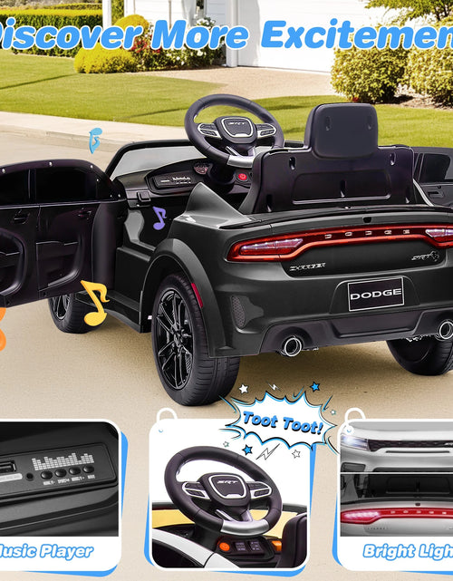 Load image into Gallery viewer, Dodge Electric Ride on Cars for Kids, 12 V Licensed Dodge Charger SRT Powered Ride on Toys Cars with Parent Remote Control, Electric Car for Girls 3-5 W/Music Player/Led Headlights/Safety Belt, Black
