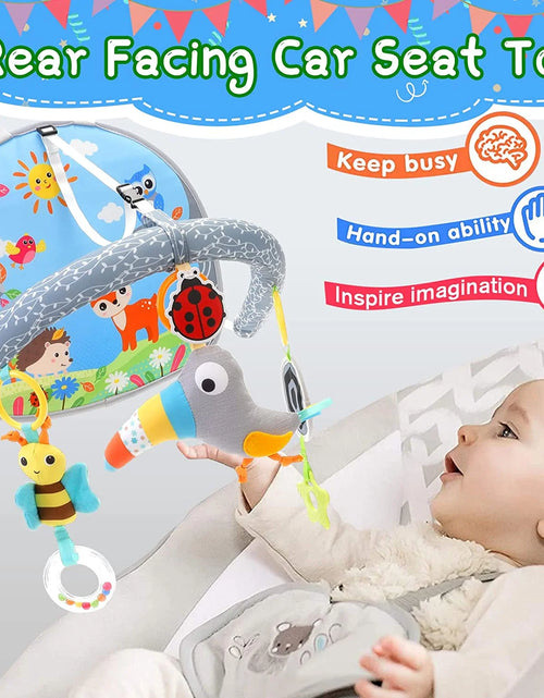 Load image into Gallery viewer, Infant Car Seat Toys for Babies 0-6 Months: Travel Baby Toy for Rear Car Seat, Adjustable Mobile Activity Arch with Music, Sensory Hanging Toy Fits Safety Car Seats, Crib, Stroller
