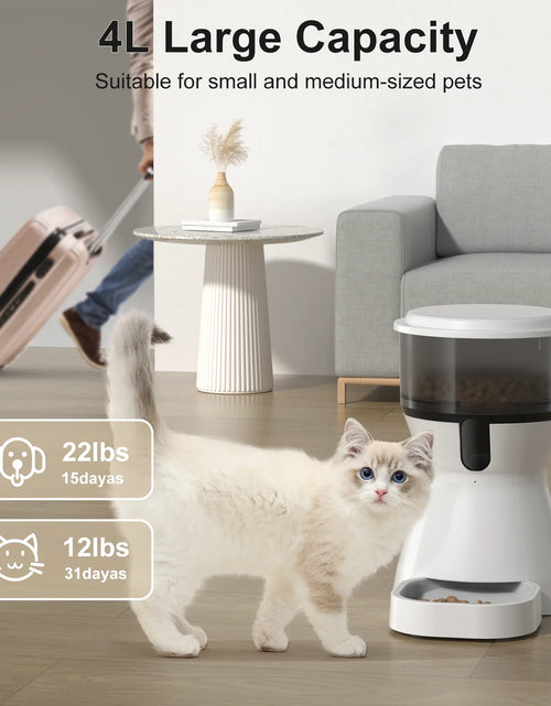 Load image into Gallery viewer, Automatic Cat Feeders Wifi, Timed Dog Feeder with 10S Dining Voice Record, 4L Cat/Dog Food Dispenser
