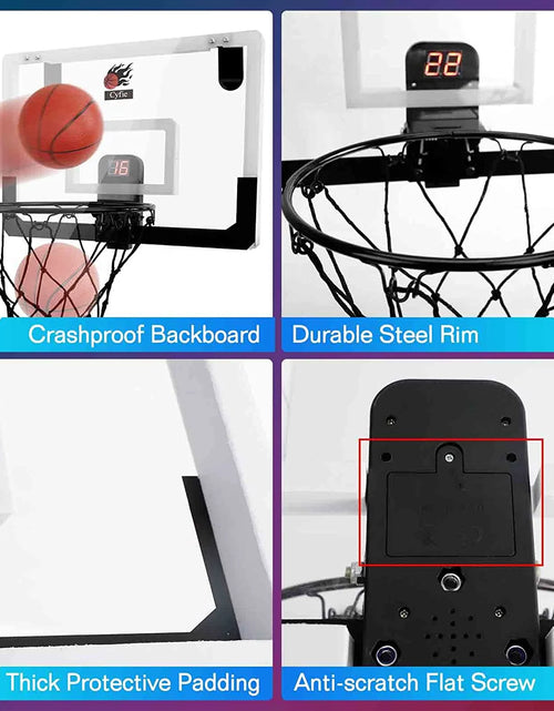 Load image into Gallery viewer, Indoor Basketball Hoop with Scoreboard and Sounds, 17&quot;X12&quot; Mini Door Basketball Hoop Net Set Door over the Backboard Rim with Balls for Toddles Youth Adults Outdoor Basketball Game
