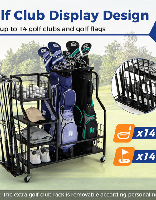 Load image into Gallery viewer, Golf Bag Organizer for 2 Golf Bags with Golf Clubs Rack and Lockable Wheels
