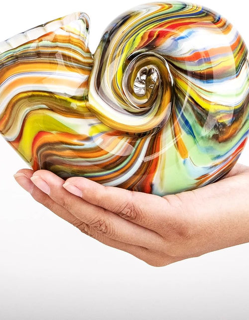 Load image into Gallery viewer, Glass Nautilus Conch, Hand Blown Seashell Art Glass Figurines, Multicolor Glass Sculpture Beautiful Glass Home Decor, Crystal Glass Paperweight
