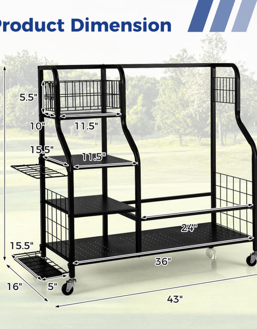 Load image into Gallery viewer, Golf Bag Organizer for 2 Golf Bags with Golf Clubs Rack and Lockable Wheels
