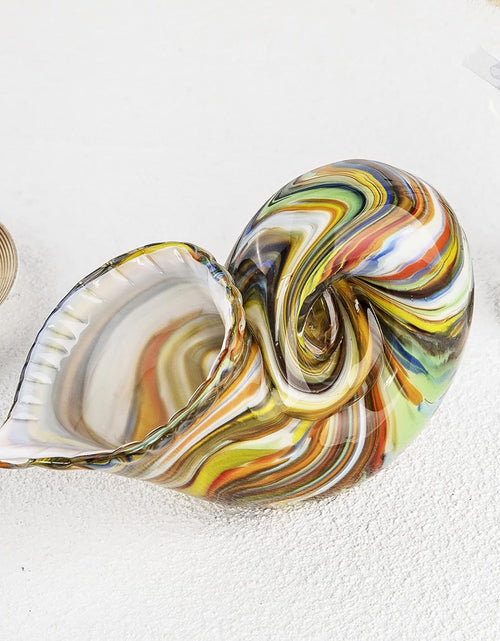 Load image into Gallery viewer, Glass Nautilus Conch, Hand Blown Seashell Art Glass Figurines, Multicolor Glass Sculpture Beautiful Glass Home Decor, Crystal Glass Paperweight
