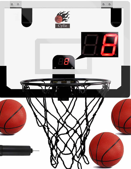 Load image into Gallery viewer, Indoor Basketball Hoop with Scoreboard and Sounds, 17&quot;X12&quot; Mini Door Basketball Hoop Net Set Door over the Backboard Rim with Balls for Toddles Youth Adults Outdoor Basketball Game
