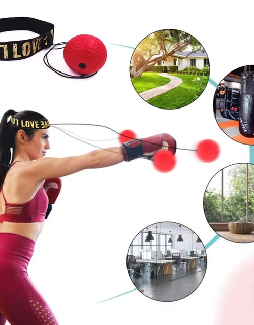 Load image into Gallery viewer, Muay Thai Boxing Speed Ball with Head Band for Sanda Boxing Fighting Fast Speed Reaction Time Training Boxing Reflex Trainer
