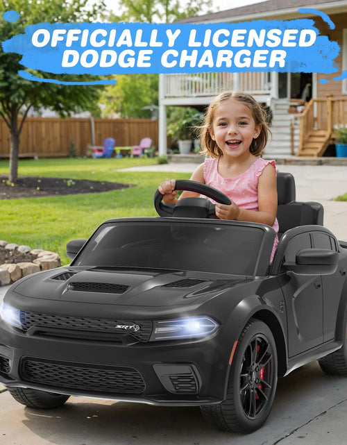 Load image into Gallery viewer, Dodge Electric Ride on Cars for Kids, 12 V Licensed Dodge Charger SRT Powered Ride on Toys Cars with Parent Remote Control, Electric Car for Girls 3-5 W/Music Player/Led Headlights/Safety Belt, Black
