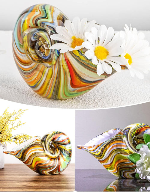 Load image into Gallery viewer, Glass Nautilus Conch, Hand Blown Seashell Art Glass Figurines, Multicolor Glass Sculpture Beautiful Glass Home Decor, Crystal Glass Paperweight
