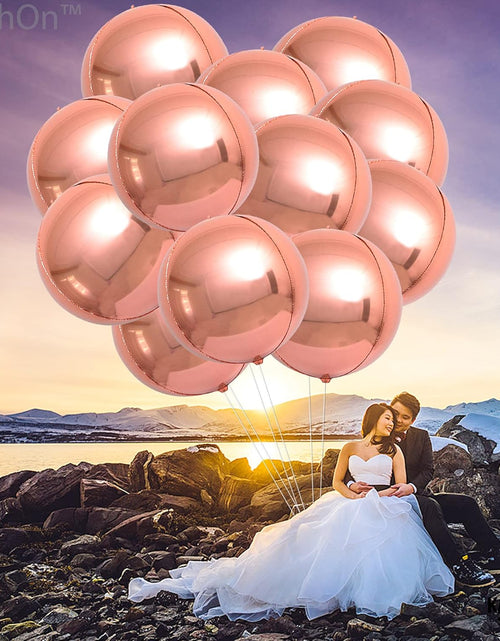 Load image into Gallery viewer, , Metallic Rose Gold Balloons - Big 22 Inch, Pack of 12 | Rose Gold Mylar Balloons, Rose Gold Balloon Garland | Rose Gold Foil Balloon, Rose Gold Party Decorations | Rose Gold Balloon Arch Kit
