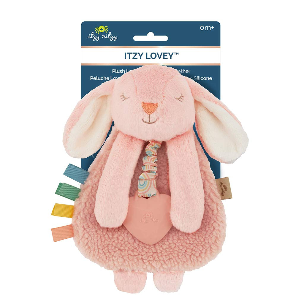 - Itzy Lovey Including Teether, Textured Ribbons & Dangle Arms; Features Crinkle Sound, Sherpa Fabric and Minky Plush; Bunny