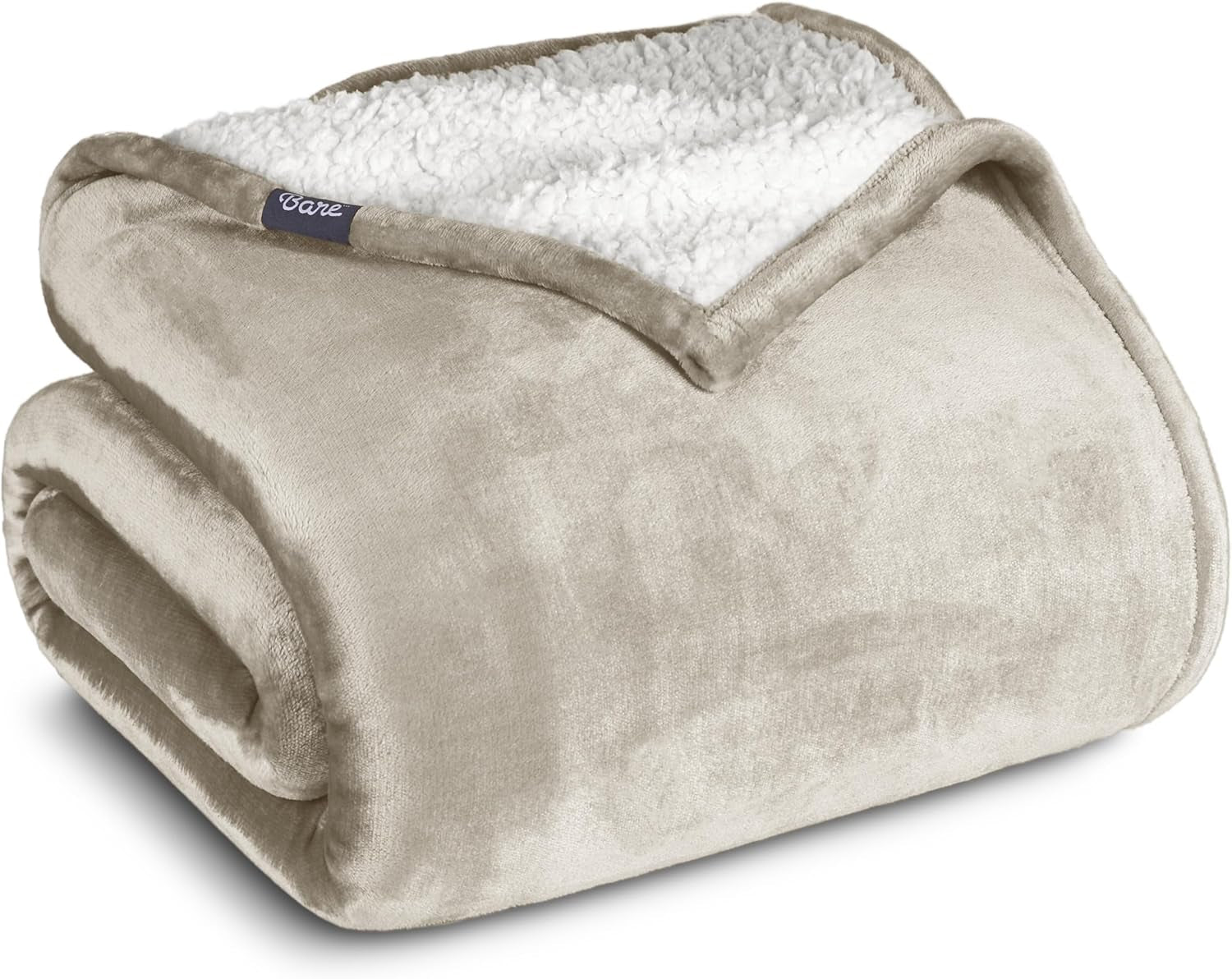 Sherpa Fleece Blanket - Throw/Travel - Fluffy & Soft Plush Bed Blanket - Reversible - Lightweight (Throw/Travel, Oyster)