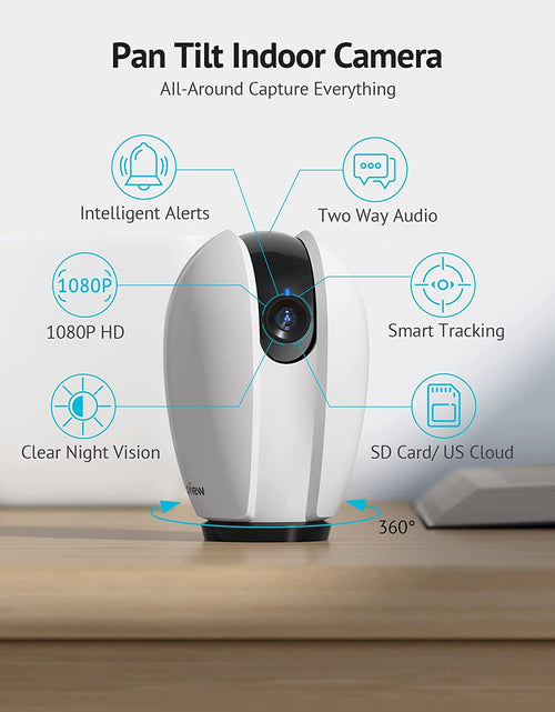 Load image into Gallery viewer, Indoor Security Camera,1080P Home Security Camera with Sound &amp; Motion Detection, 360° Baby Monitor with Phone App, WIFI Pet Camera, 2-Ways Audio, Night Vision, Sd&amp;Cloud Storage,Works with Alexa
