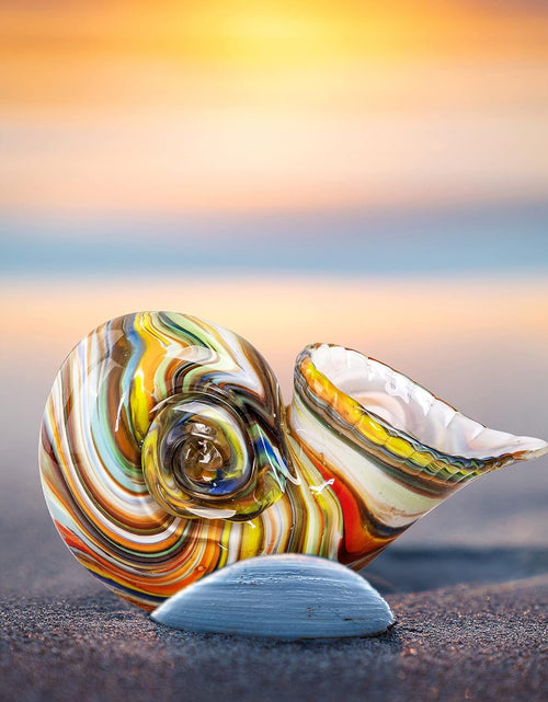 Load image into Gallery viewer, Glass Nautilus Conch, Hand Blown Seashell Art Glass Figurines, Multicolor Glass Sculpture Beautiful Glass Home Decor, Crystal Glass Paperweight
