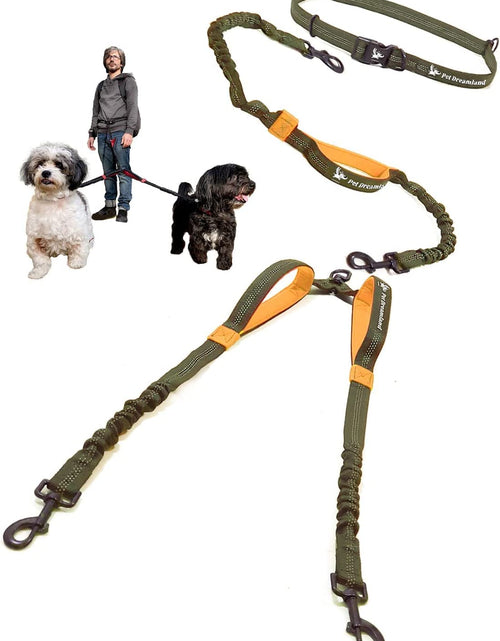 Load image into Gallery viewer, Hands Free Double Dog Leash - No Tangle Dog Leashes for Large Dogs - Heavy Duty Waist Coupler Bungee Lead by
