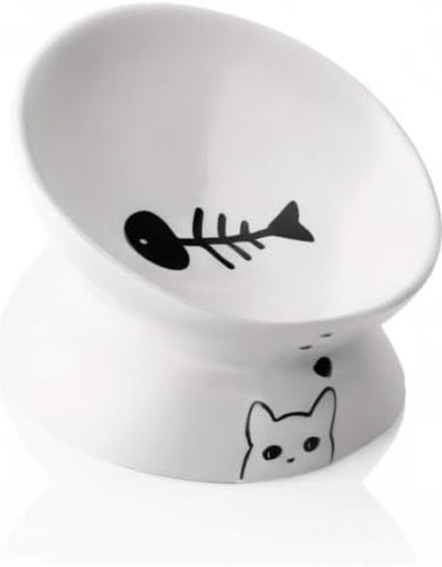 Load image into Gallery viewer, Raised Cat Bowl for Dry Wet Cat Food, Ceramic Elevated Pet Bowl Cat Dish, Protect Cat&#39;S Spine, Stress Free, Slanted Design for Cat Easy Eating, Dishwasher Safe
