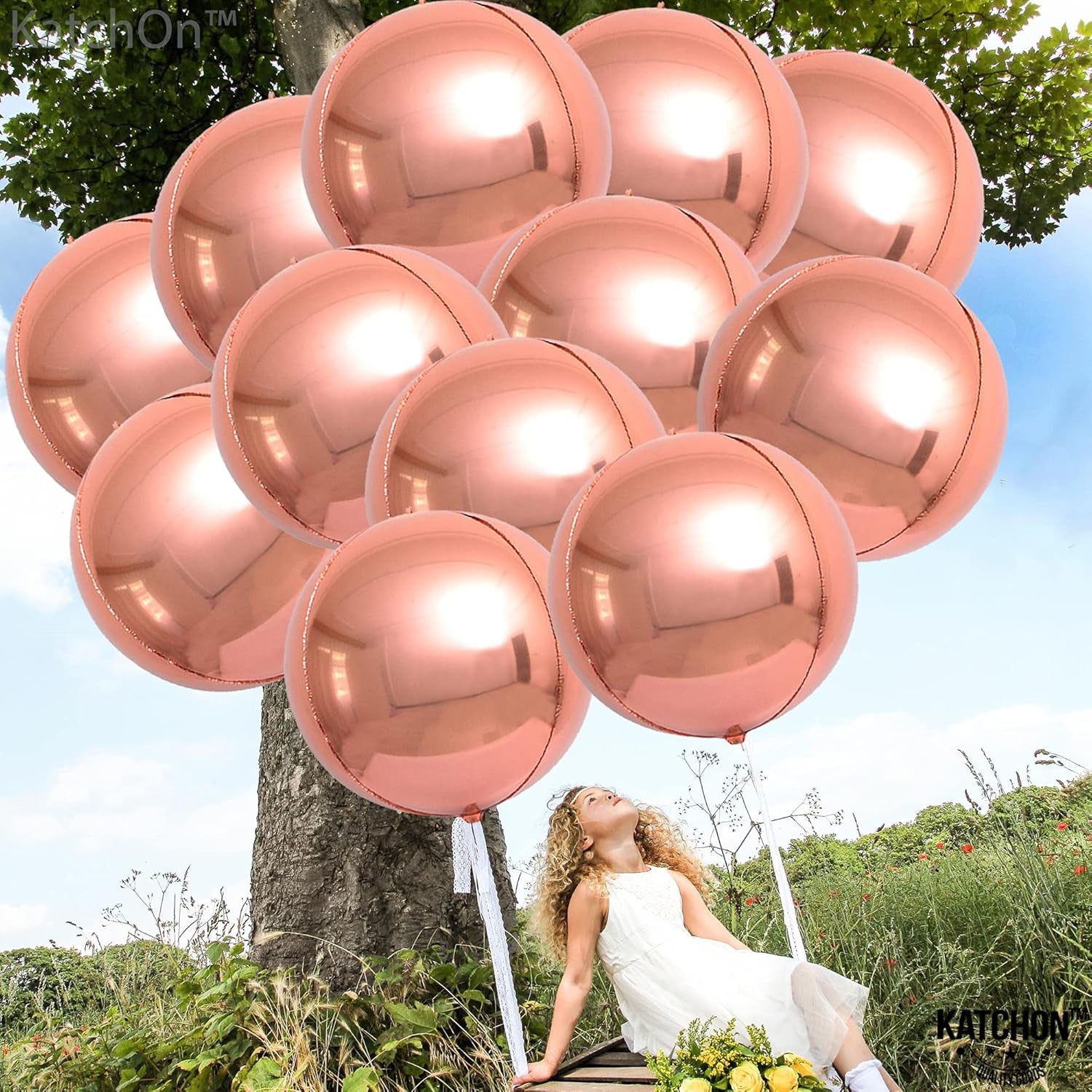 , Metallic Rose Gold Balloons - Big 22 Inch, Pack of 12 | Rose Gold Mylar Balloons, Rose Gold Balloon Garland | Rose Gold Foil Balloon, Rose Gold Party Decorations | Rose Gold Balloon Arch Kit