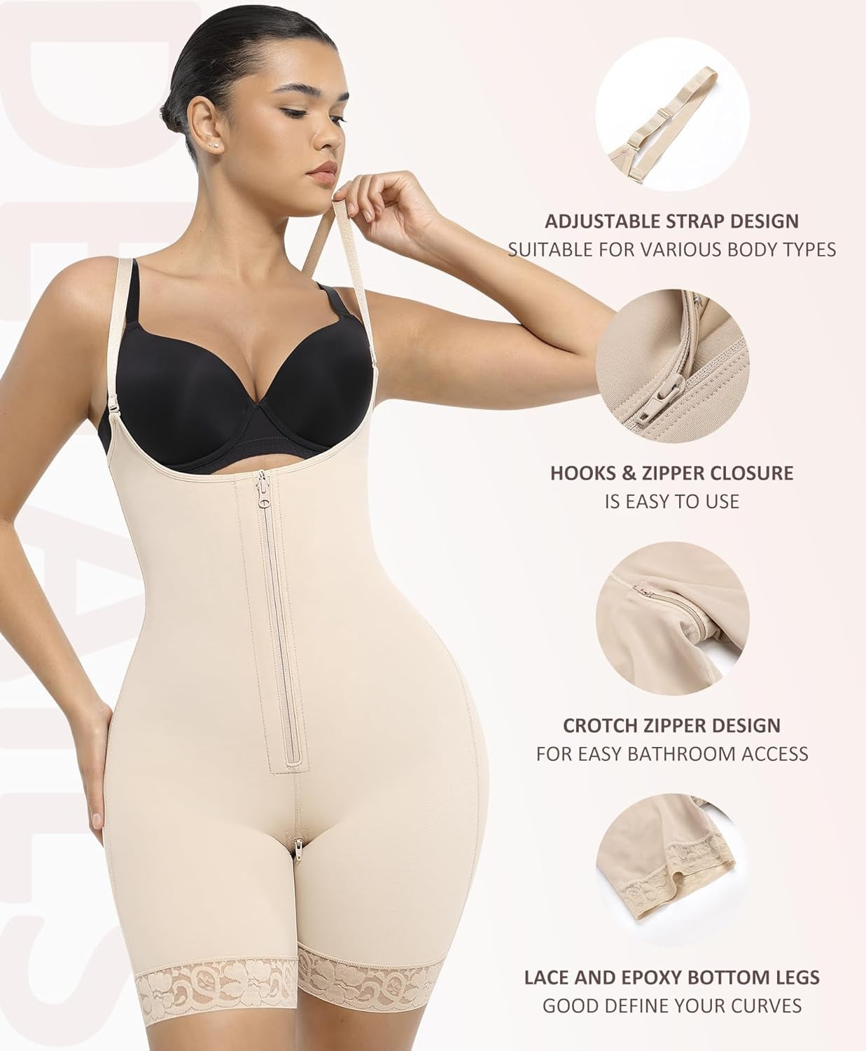 Shapewear for Women Tummy Control Fajas Colombianas Body Shaper for Women Zipper Open Bust Bodysuit Waist Trainer