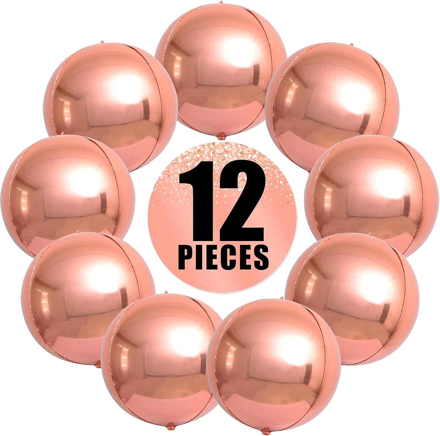 , Metallic Rose Gold Balloons - Big 22 Inch, Pack of 12 | Rose Gold Mylar Balloons, Rose Gold Balloon Garland | Rose Gold Foil Balloon, Rose Gold Party Decorations | Rose Gold Balloon Arch Kit