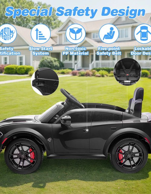 Load image into Gallery viewer, Dodge Electric Ride on Cars for Kids, 12 V Licensed Dodge Charger SRT Powered Ride on Toys Cars with Parent Remote Control, Electric Car for Girls 3-5 W/Music Player/Led Headlights/Safety Belt, Black
