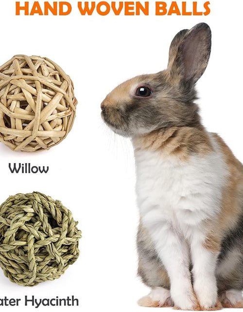 Load image into Gallery viewer, Rabbit Toys Bunny/Guinea Pig Toys Natural Timothy Hay Hamster Toys for Teeth Handmade Chews and Treats Apple Wood Sticks Chinchilla Rat
