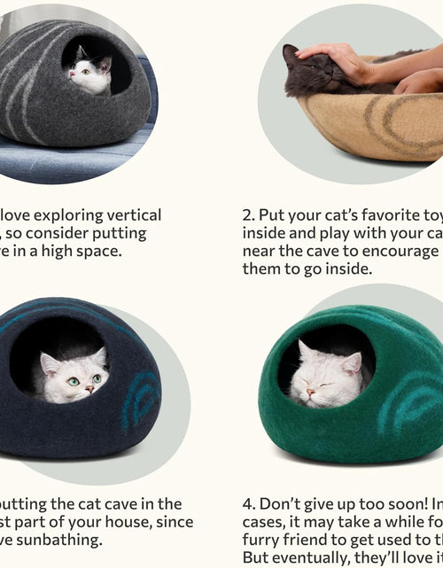 Load image into Gallery viewer, Premium Cat Bed Cave (Large) - Eco Friendly 100% Merino Wool Beds for Cats and Kittens
