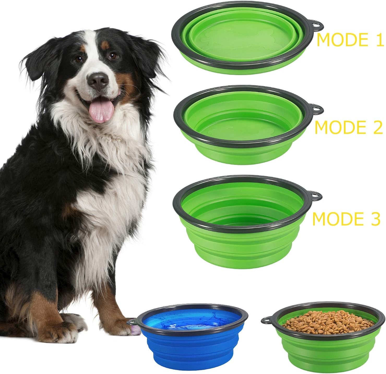 Collapsible Dog Bowl, Foldable Expandable Cup Dish for Pet Cat Food Water Feeding Portable Travel Bowl Free Carabiner