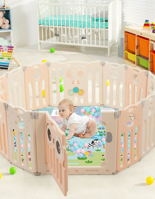 Load image into Gallery viewer, 14-Panel Baby Playpen Kids Activity Center Foldable Play Yard with Lock Door
