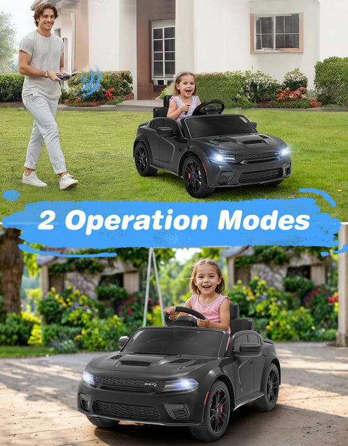 Load image into Gallery viewer, Dodge Electric Ride on Cars for Kids, 12 V Licensed Dodge Charger SRT Powered Ride on Toys Cars with Parent Remote Control, Electric Car for Girls 3-5 W/Music Player/Led Headlights/Safety Belt, Black
