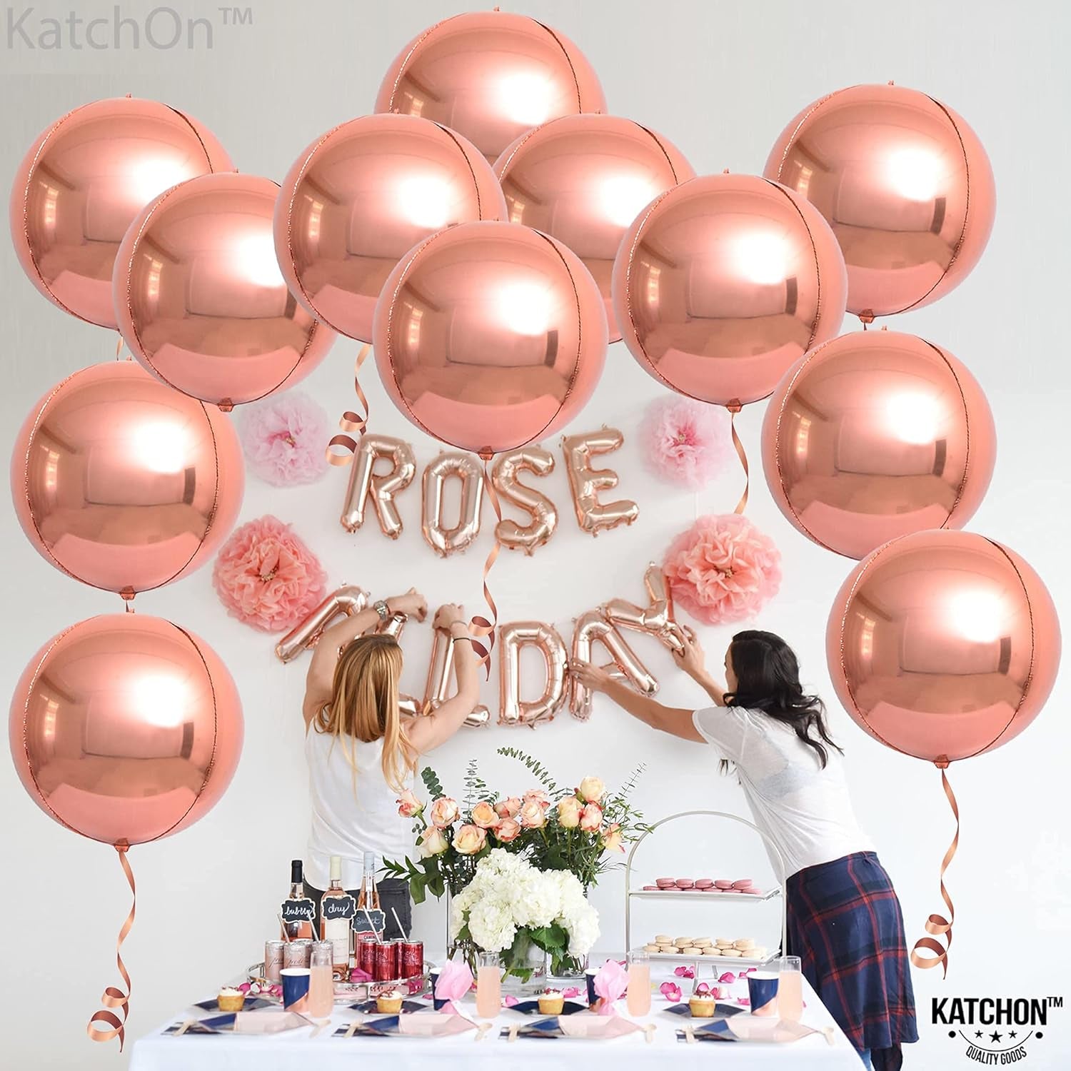 , Metallic Rose Gold Balloons - Big 22 Inch, Pack of 12 | Rose Gold Mylar Balloons, Rose Gold Balloon Garland | Rose Gold Foil Balloon, Rose Gold Party Decorations | Rose Gold Balloon Arch Kit