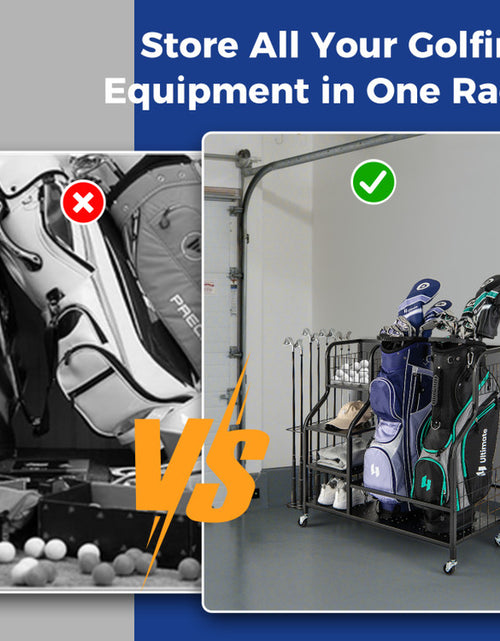 Load image into Gallery viewer, Golf Bag Organizer for 2 Golf Bags with Golf Clubs Rack and Lockable Wheels
