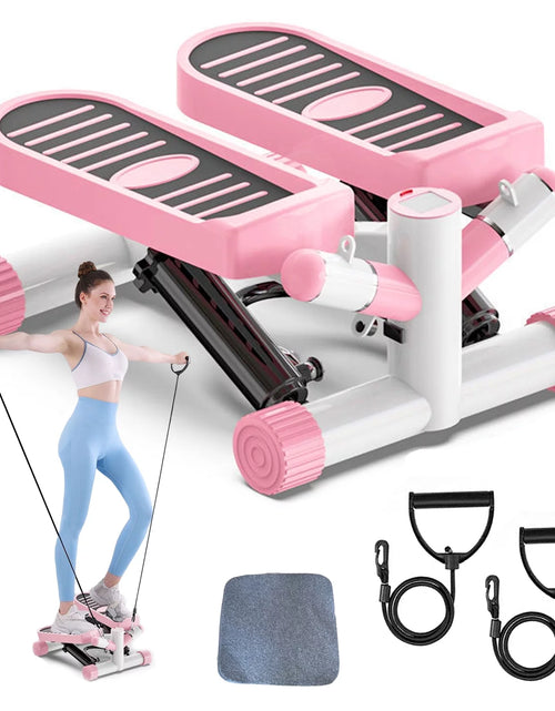 Load image into Gallery viewer, Exercise Stepping Fitness Machine Portable Mini Stair Stepper Pink with Resistance Band
