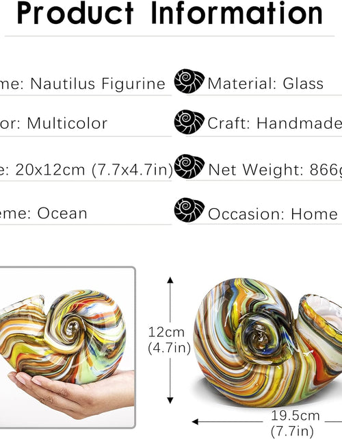 Load image into Gallery viewer, Glass Nautilus Conch, Hand Blown Seashell Art Glass Figurines, Multicolor Glass Sculpture Beautiful Glass Home Decor, Crystal Glass Paperweight
