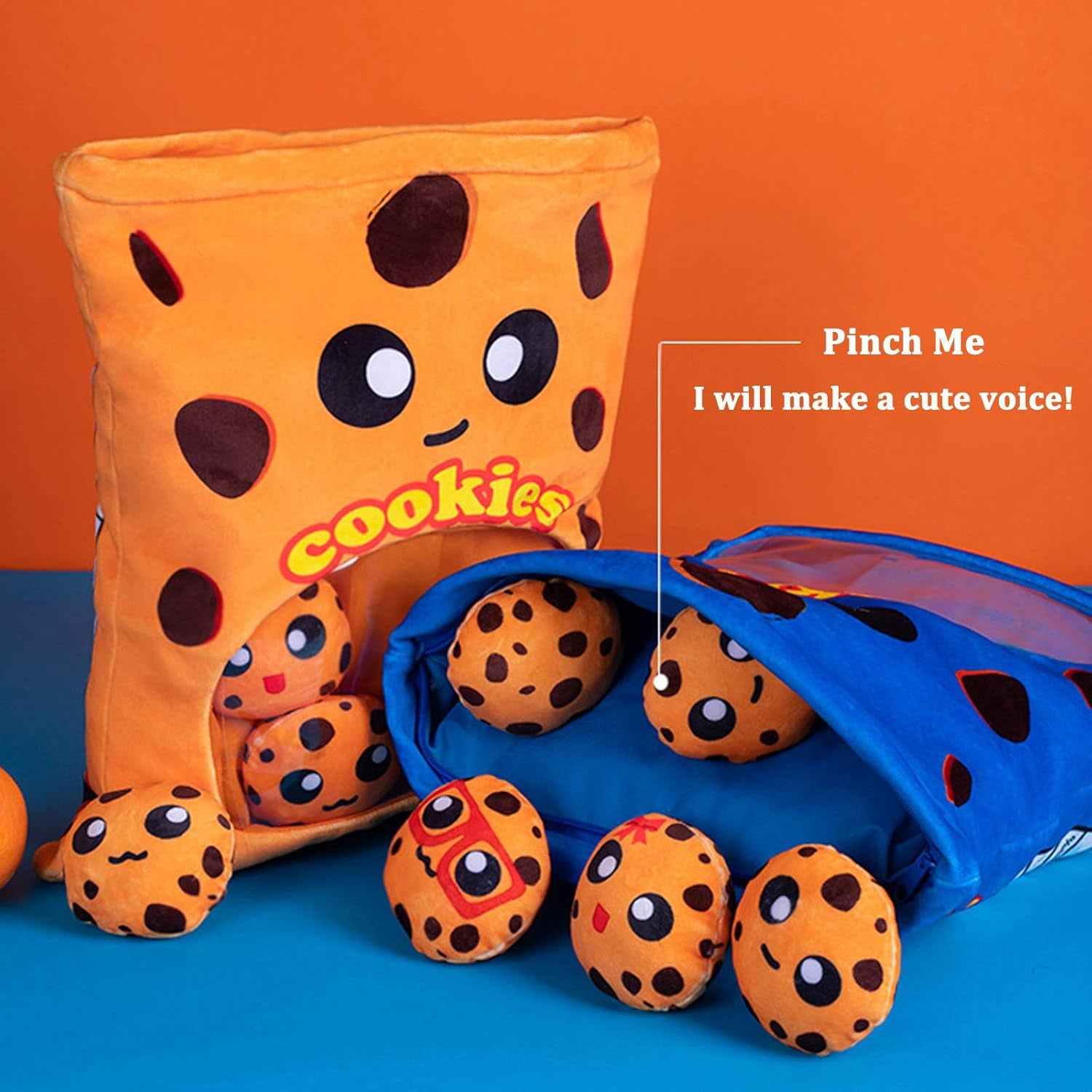 Plushies Doll a Bag of Cookie Toy Stuffed Soft Snack Pillow Plush Yummy Food Toy for Birthday Gift, Stuffed Toy Game Pillow Cushion Gift for Kids (Blue)