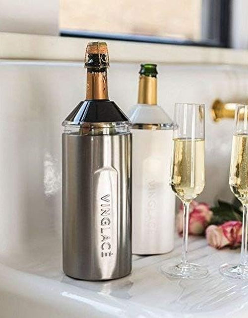 Load image into Gallery viewer, Wine Bottle Chiller- Portable Champagne Insulator- Stainless Steel Wine Cooler Sleeve, Black
