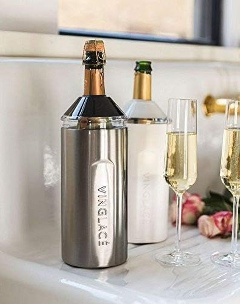 Wine Bottle Chiller- Portable Champagne Insulator- Stainless Steel Wine Cooler Sleeve, Black