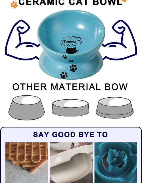 Load image into Gallery viewer, Elevated Cat Food Bowl, Ceramic Raised Cat Bowl, Tilt Angle Protect Cat&#39;S Spine, anti Vomiting Cat Dish, Backflow Prevention, Lake Blue
