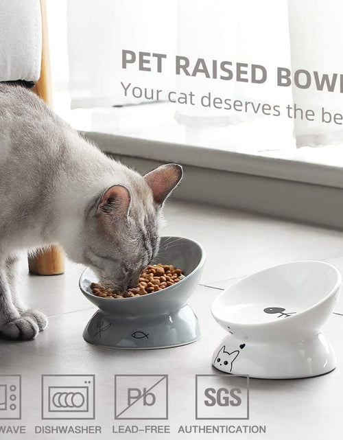 Load image into Gallery viewer, Raised Cat Bowl for Dry Wet Cat Food, Ceramic Elevated Pet Bowl Cat Dish, Protect Cat&#39;S Spine, Stress Free, Slanted Design for Cat Easy Eating, Dishwasher Safe
