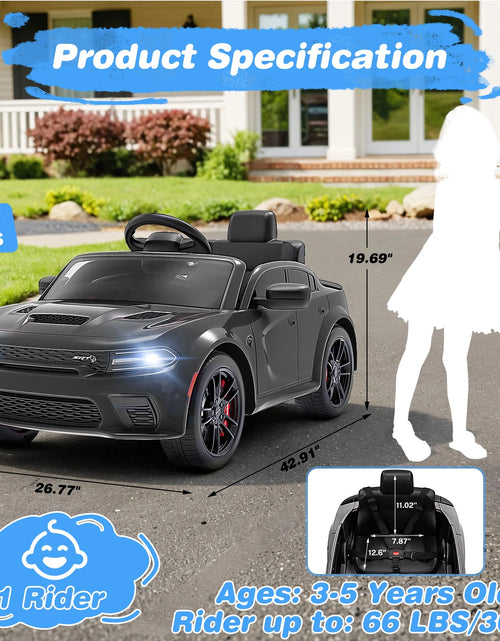 Load image into Gallery viewer, Dodge Electric Ride on Cars for Kids, 12 V Licensed Dodge Charger SRT Powered Ride on Toys Cars with Parent Remote Control, Electric Car for Girls 3-5 W/Music Player/Led Headlights/Safety Belt, Black
