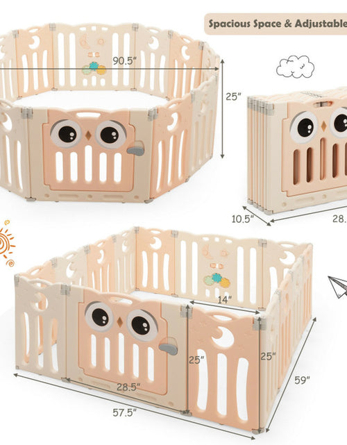 Load image into Gallery viewer, 14-Panel Baby Playpen Kids Activity Center Foldable Play Yard with Lock Door
